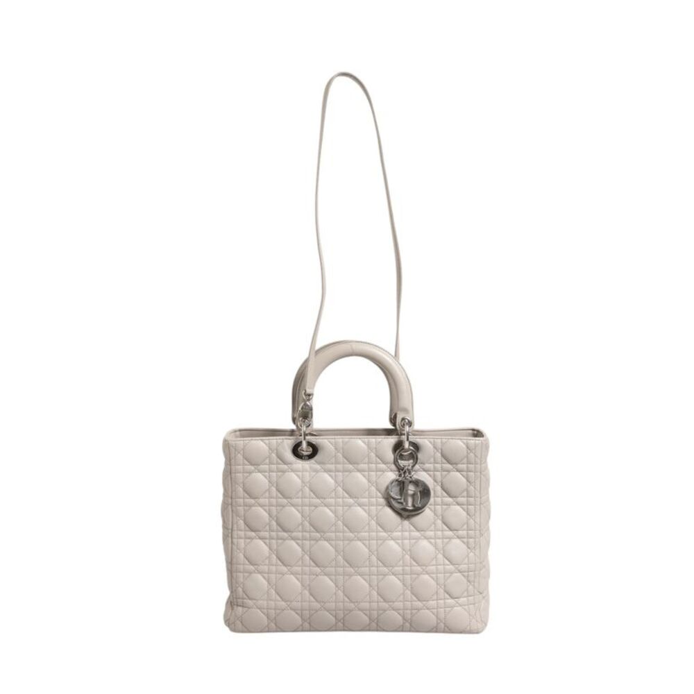 Christian Dior Lady Dior Large Grey Cannage Lambskin Women's Bag - Picture 6 of 6